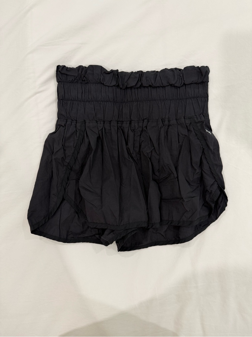 FP Movement by Free People Black Smocked High-Waist Athletic Shorts